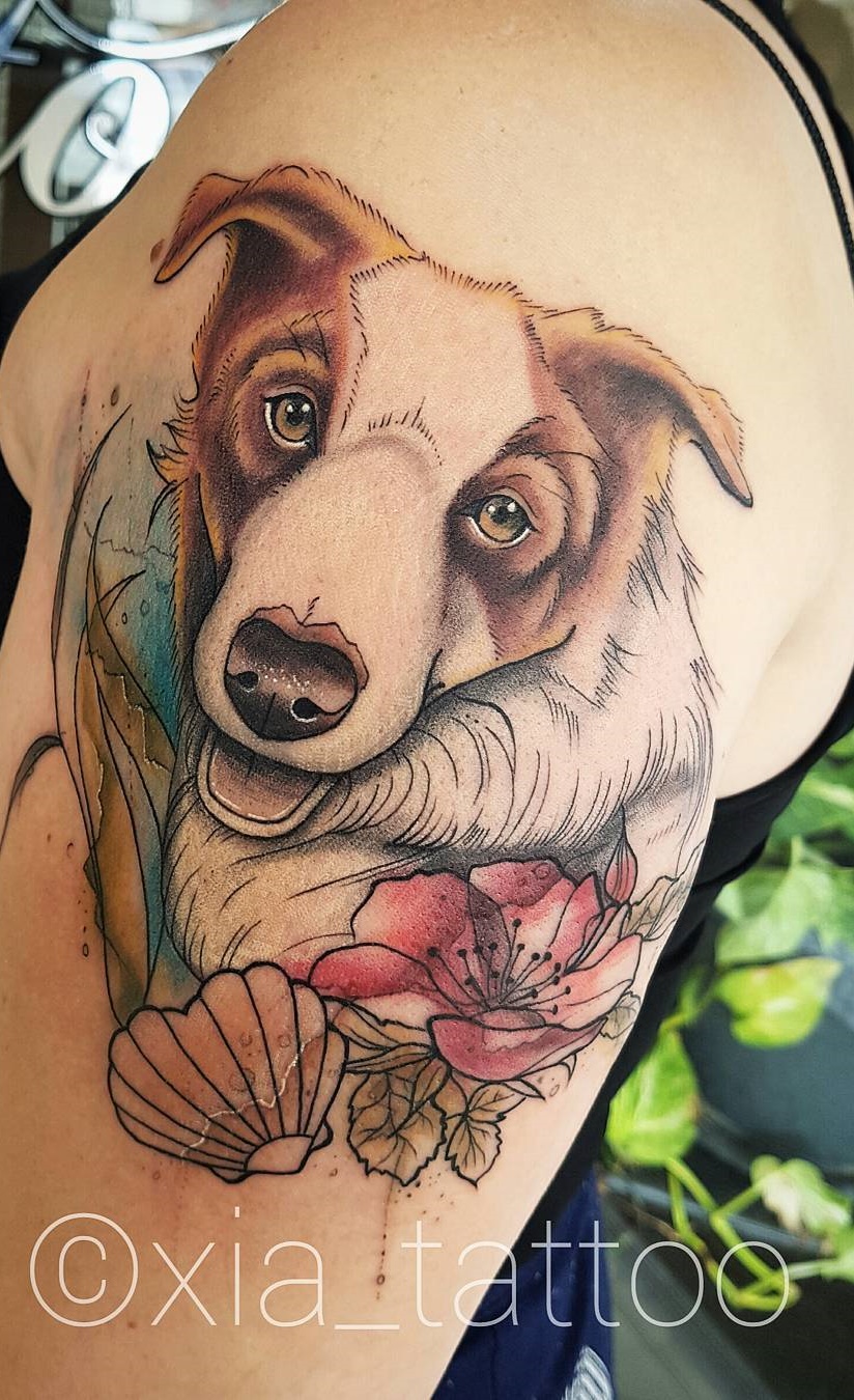 tatuaje de perro en mujer 95