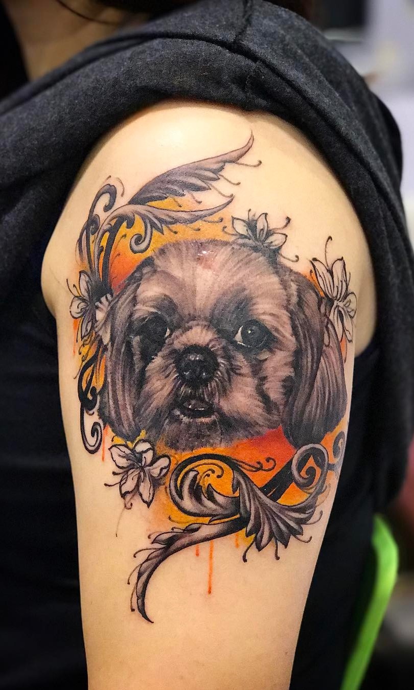 tatuaje de perro en mujer 96