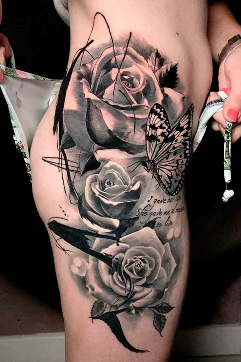 tatuaje en pierna de mujer 36