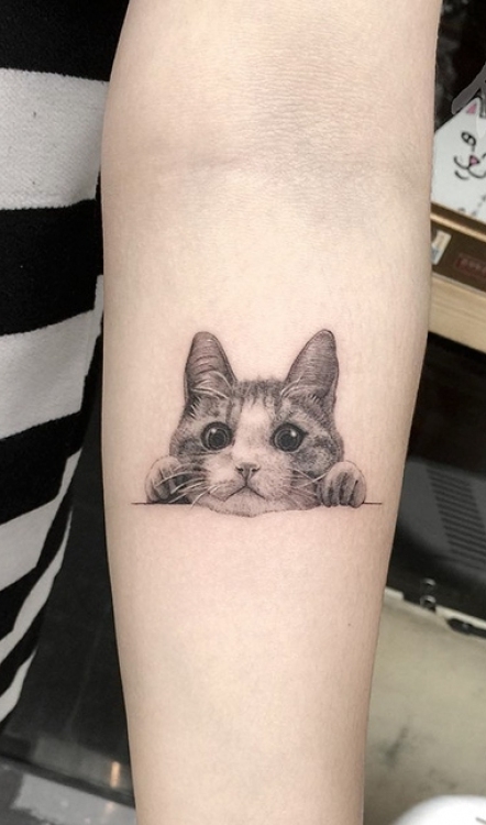 tatuaje gato en mujer 84