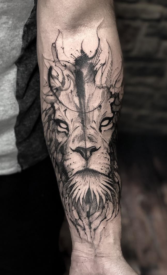tatuaje masculino leon 101