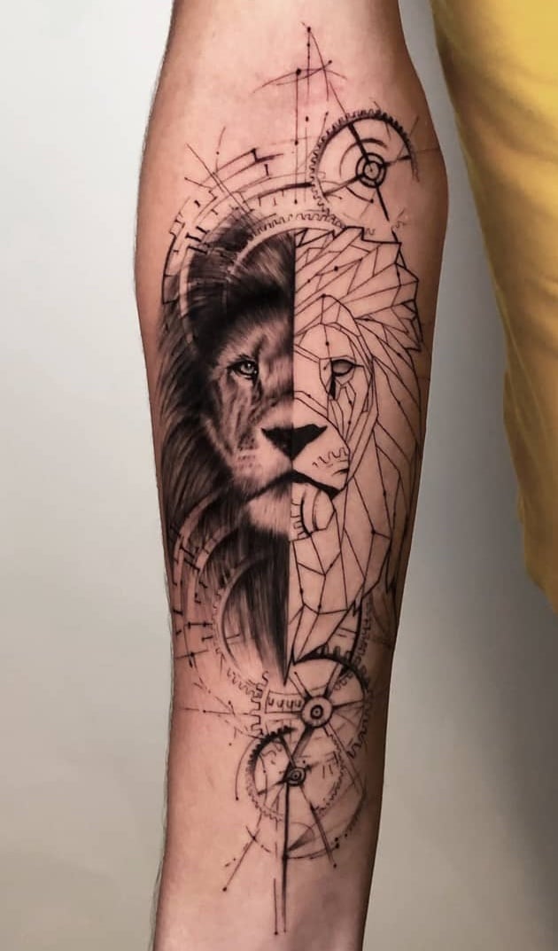 tatuaje masculino leon 113
