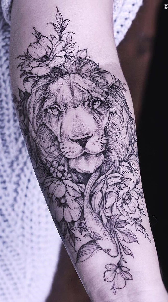 tatuaje masculino leon 14
