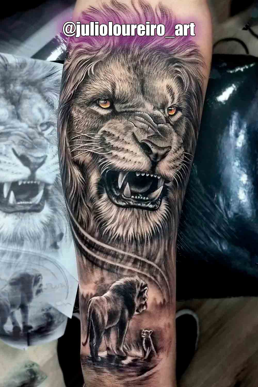 tatuaje masculino leon 151
