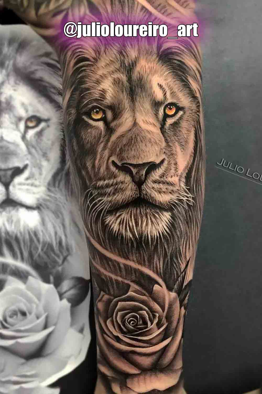 tatuaje masculino leon 152
