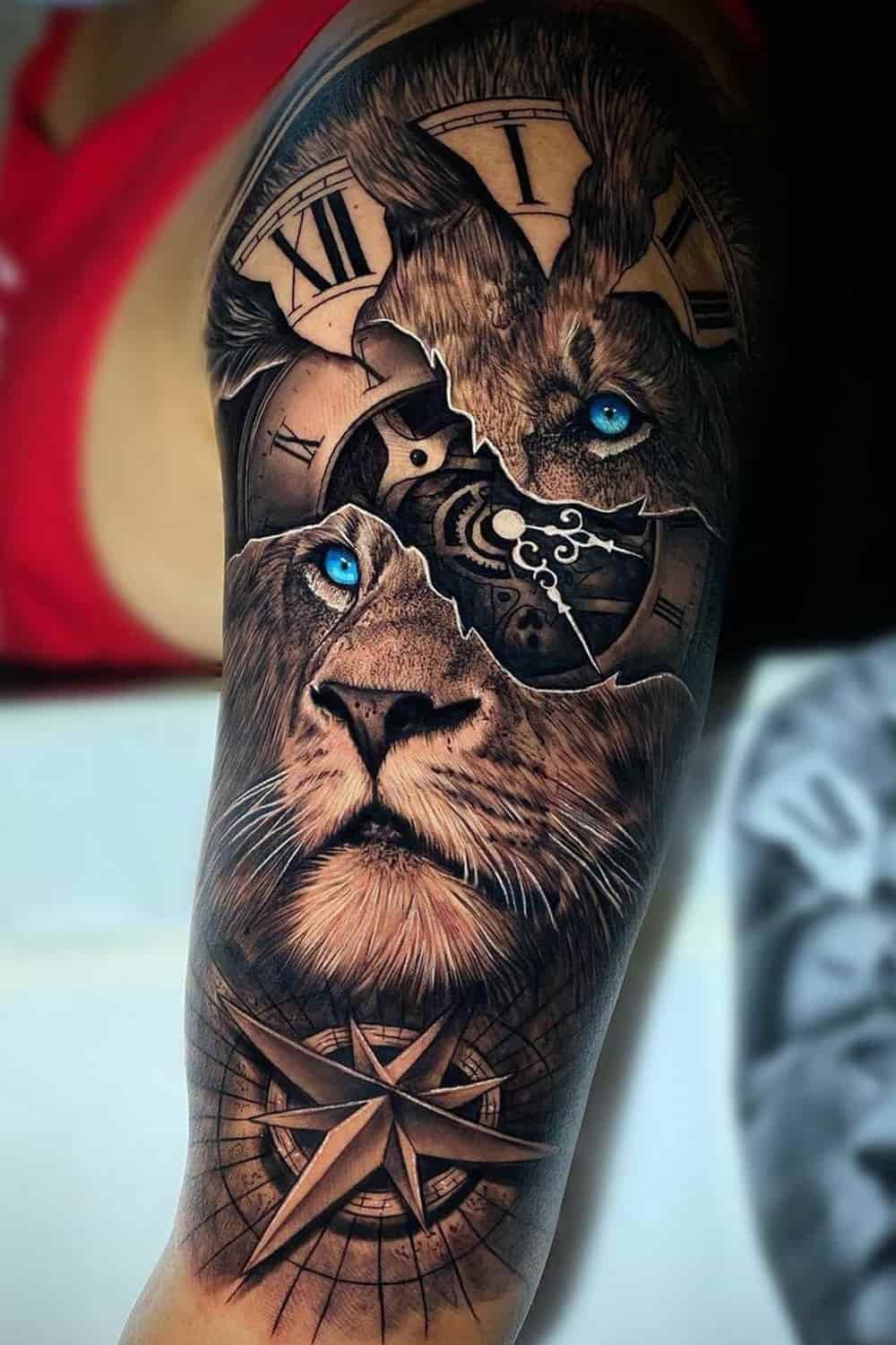 tatuaje masculino leon 157