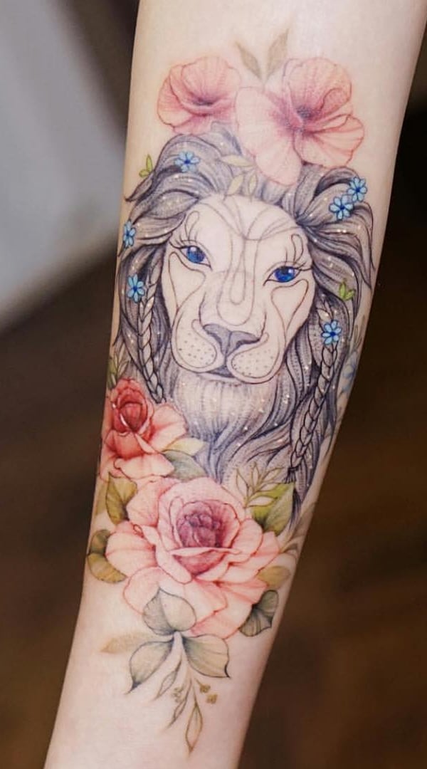 tatuaje masculino leon 173