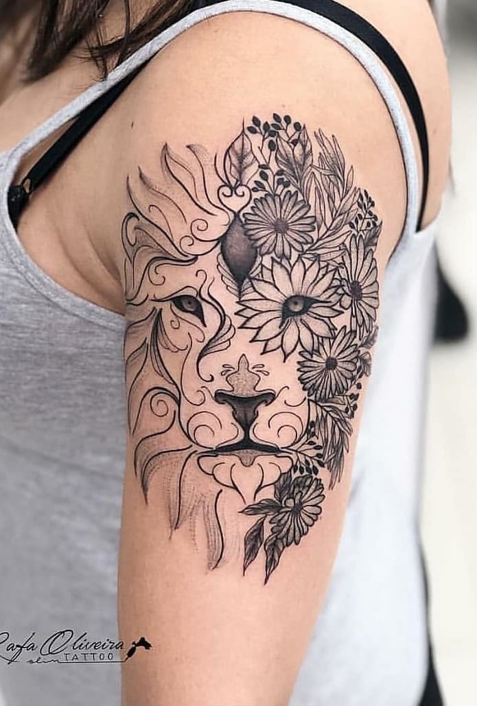 tatuaje masculino leon 39