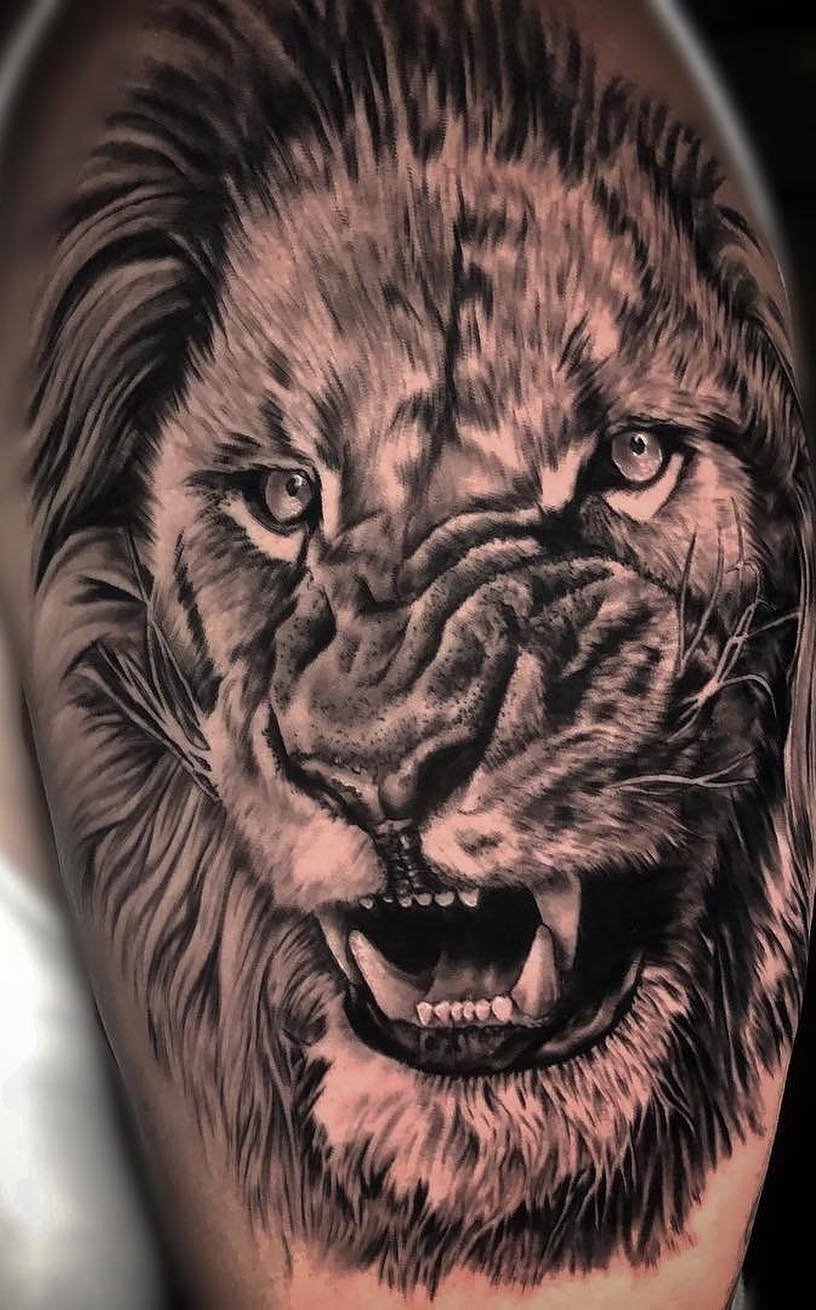tatuaje masculino leon 51