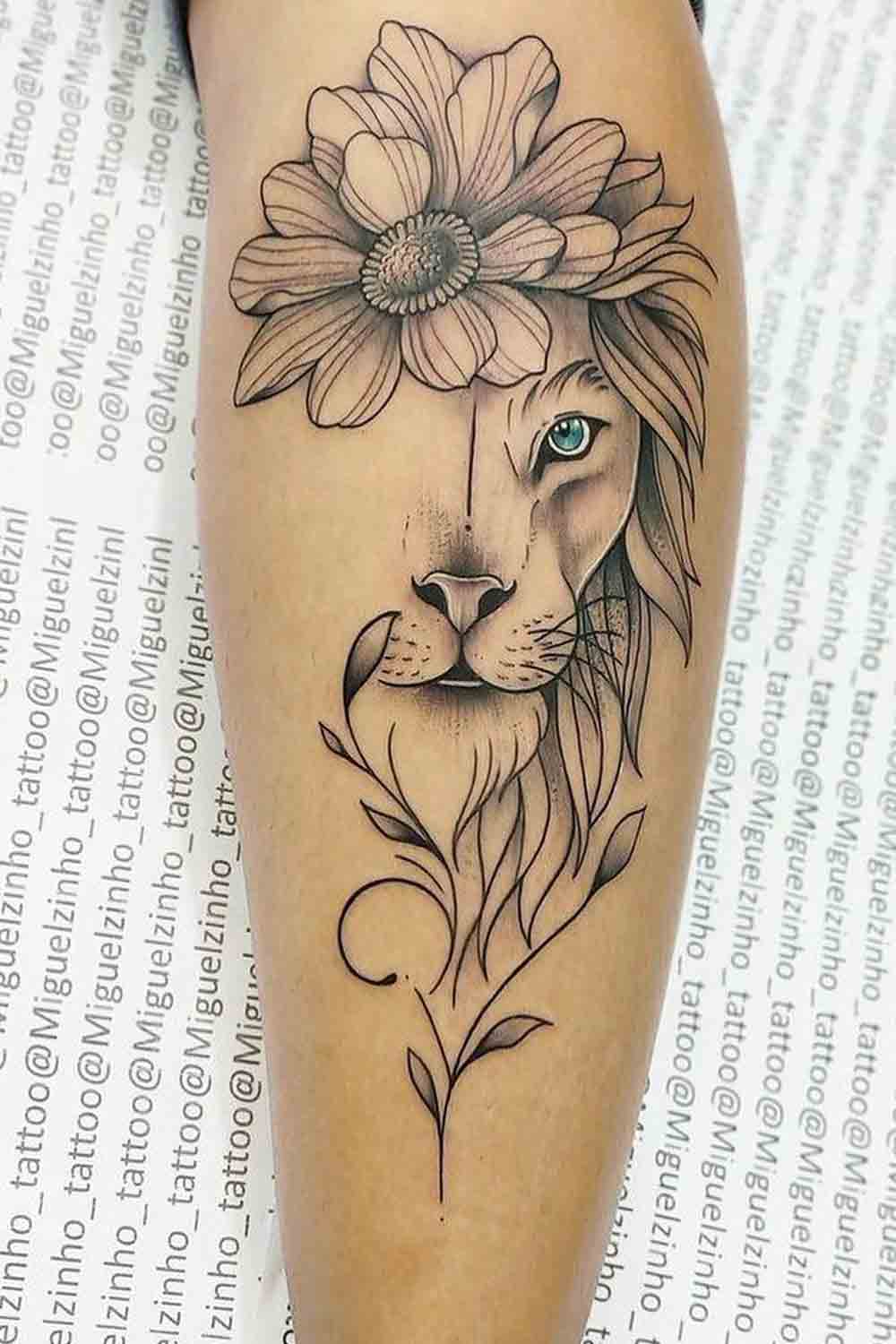 tatuaje masculino leon 67