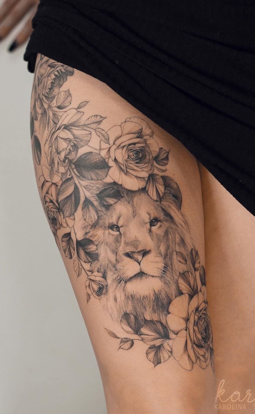 tatuaje masculino leon 84