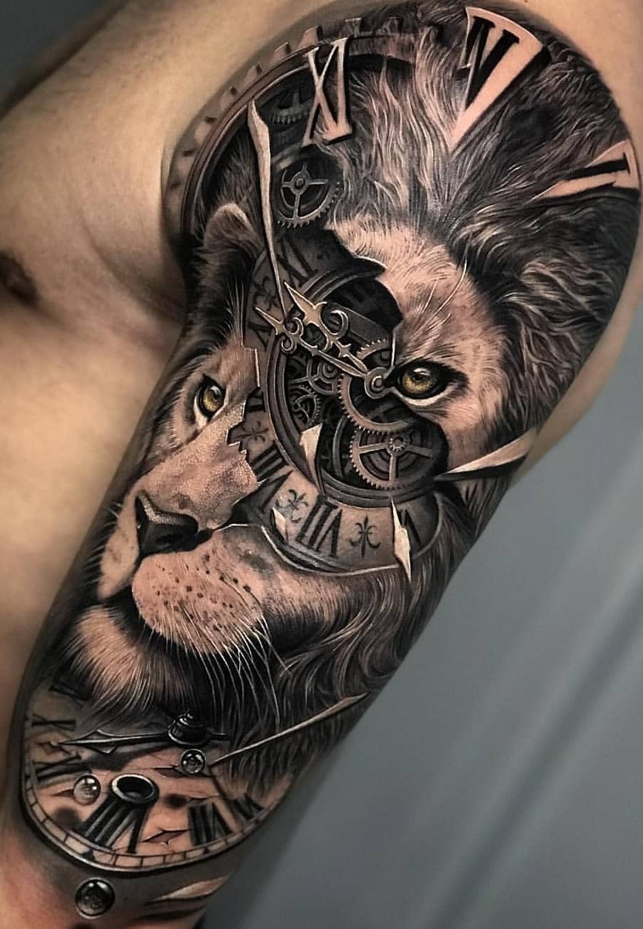 tatuaje masculino leon 87