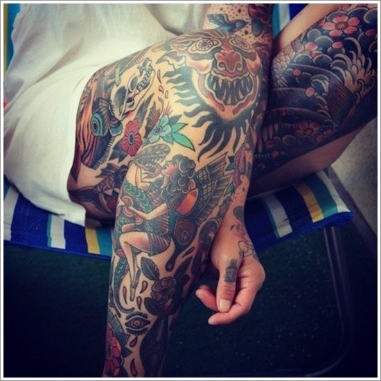 photo tatouage jambe cuisse 229