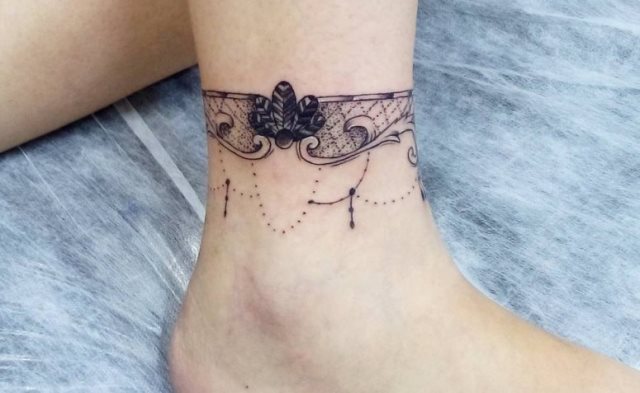 tattoo feminin de bracelet de cheville 01