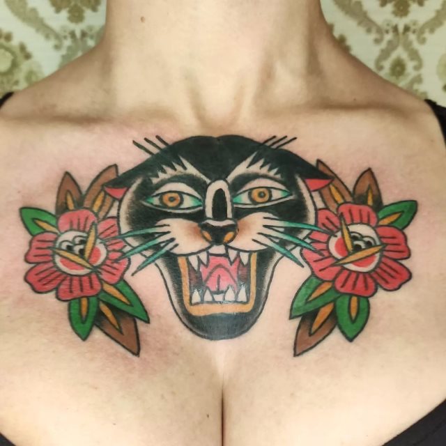 tattoo feminin de panthere 18