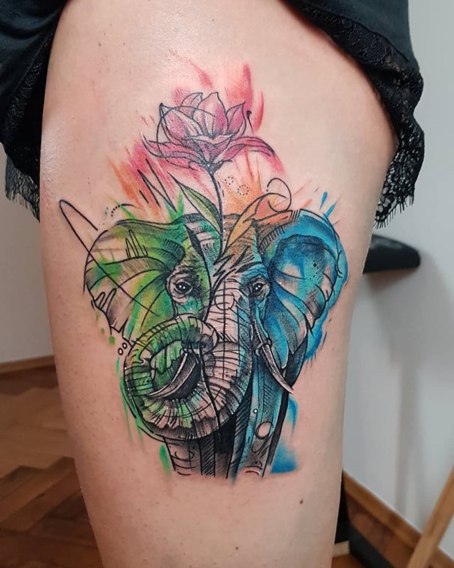 tattoo feminin elephant 27
