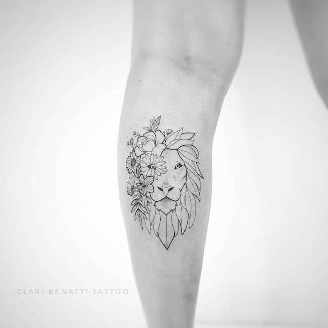 tattoo feminin lion 76