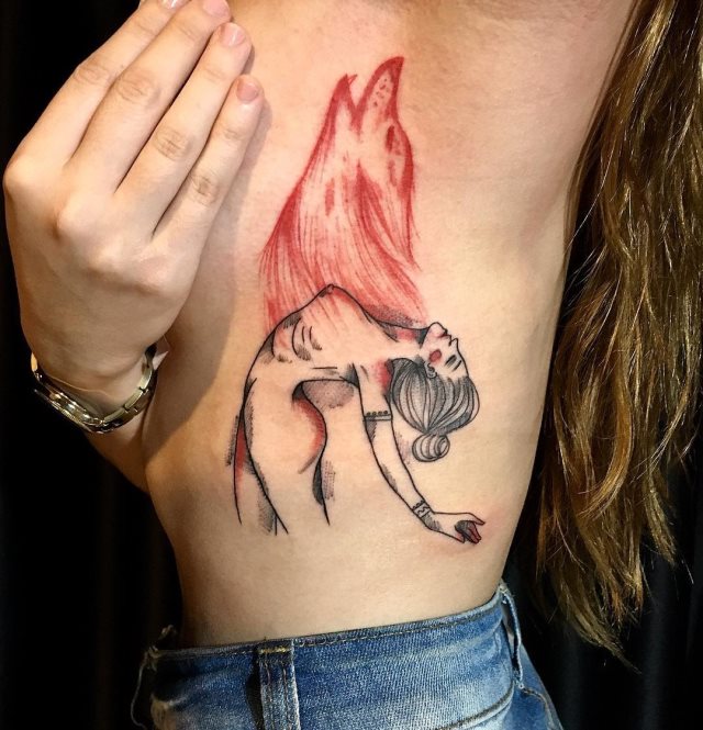 tattoo feminin loup 48