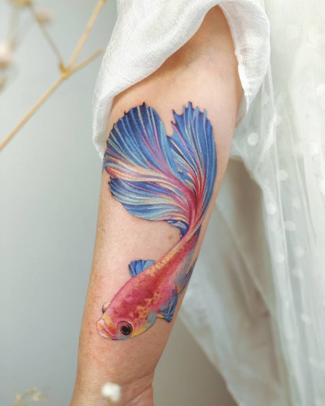 tattoo feminin poisson 50