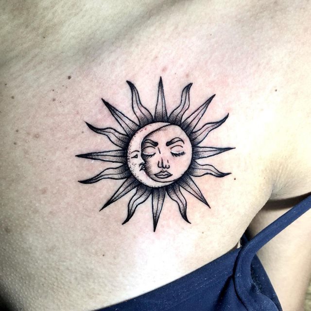 tattoo feminin soleil et la lune 104