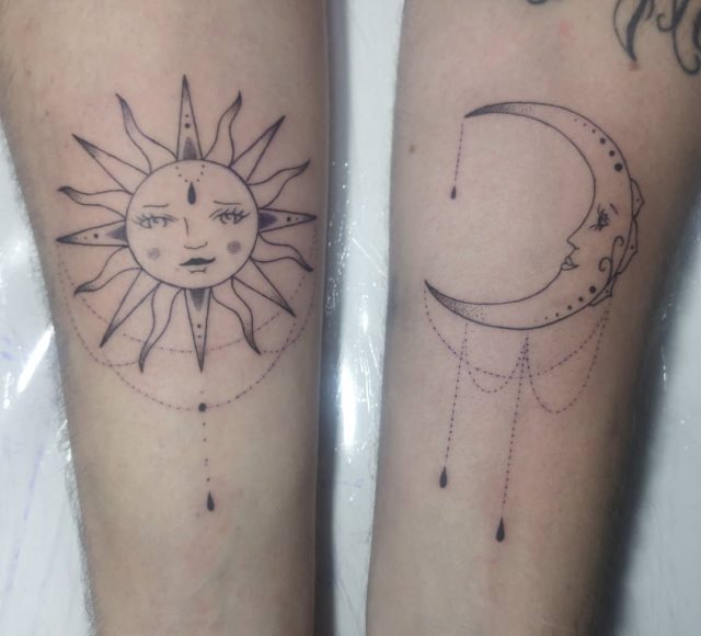 tattoo feminin soleil et la lune 14