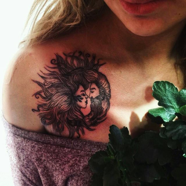 tattoo feminin soleil et la lune 16
