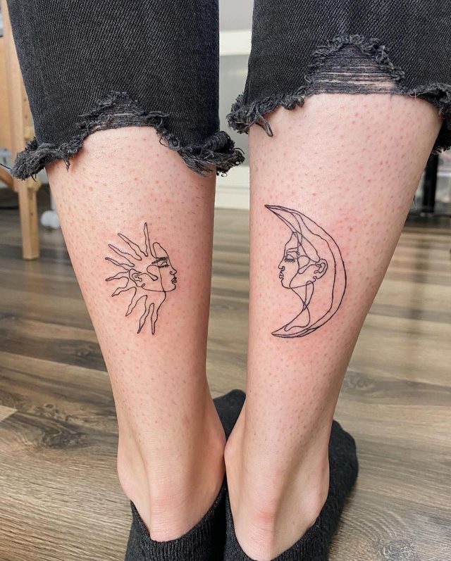 tattoo feminin soleil et la lune 20