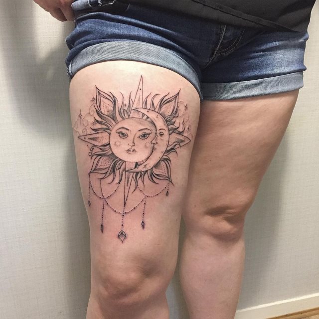 tattoo feminin soleil et la lune 25