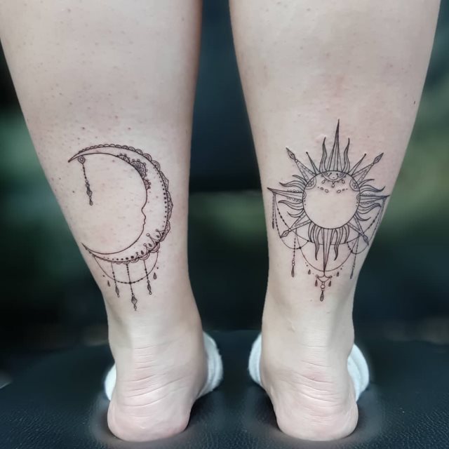 tattoo feminin soleil et la lune 36