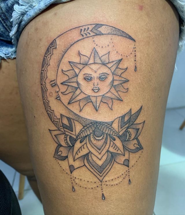 tattoo feminin soleil et la lune 37
