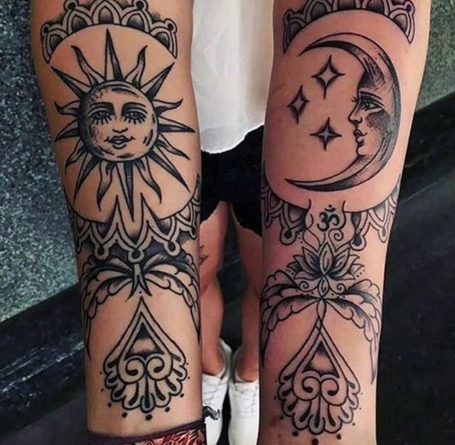 tattoo feminin soleil et la lune 41