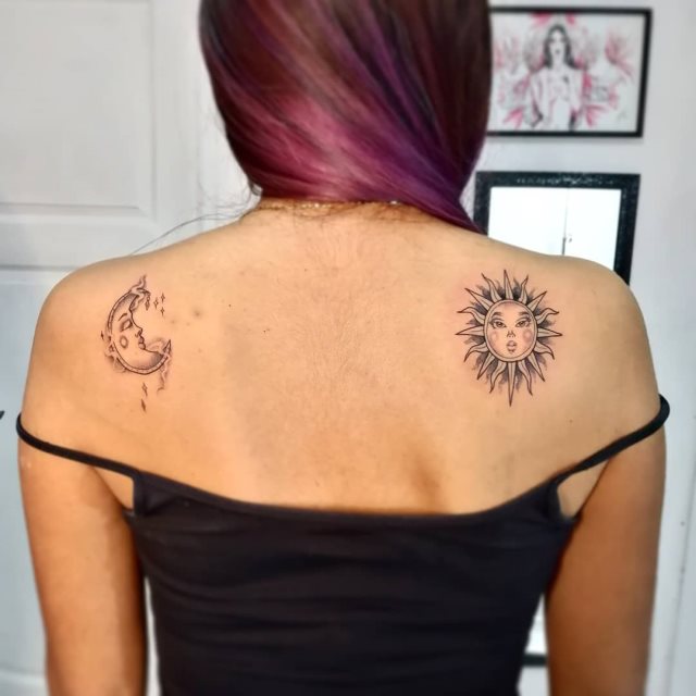 tattoo feminin soleil et la lune 45
