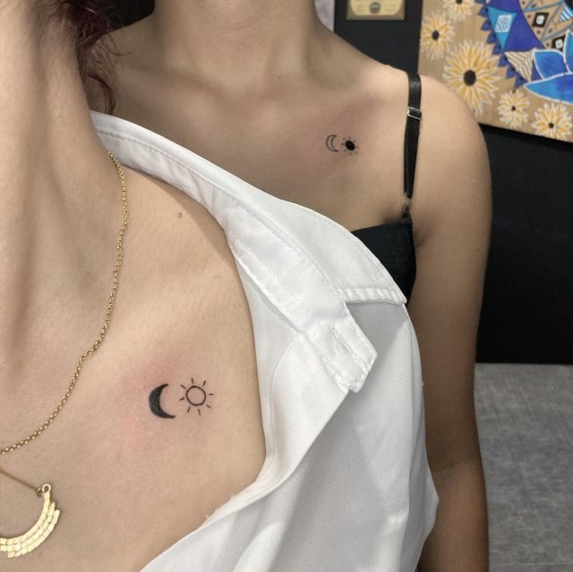 tattoo feminin soleil et la lune 54