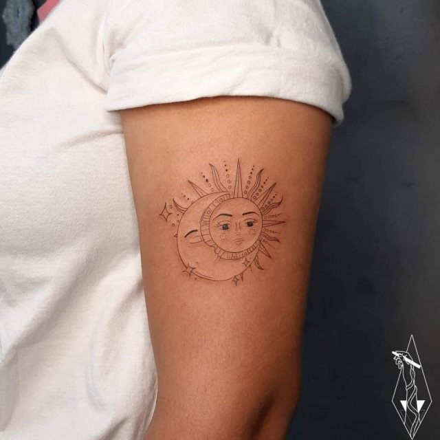 tattoo feminin soleil et la lune 57