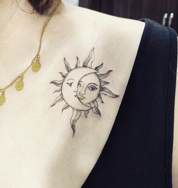 tattoo feminin soleil et la lune 58