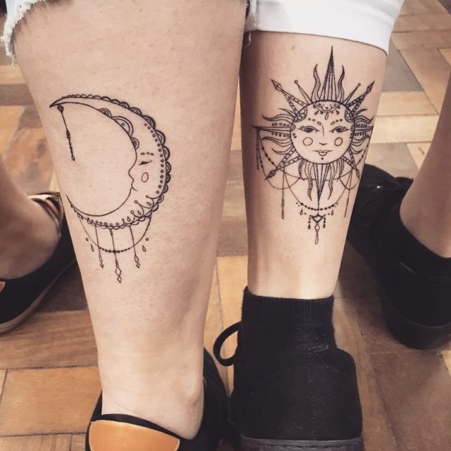 tattoo feminin soleil et la lune 64