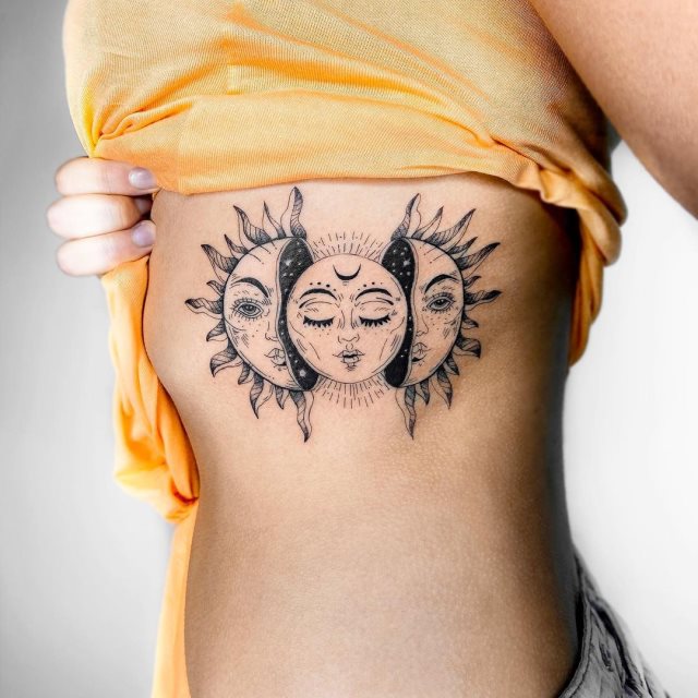tattoo feminin soleil et la lune 77