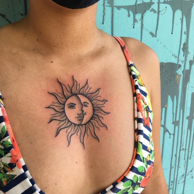 tattoo feminin soleil et la lune 92