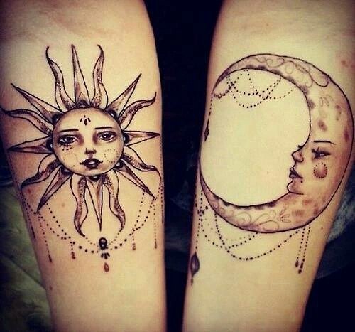tattoo feminin soleil et la lune 97