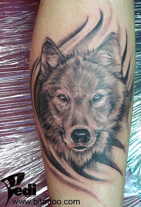 tatouage loup 54