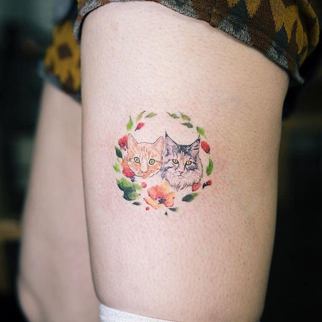 tatouage chat 55