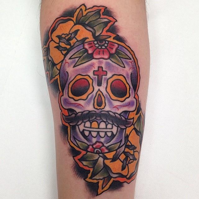 tatouage tete de mort mexicaine 77