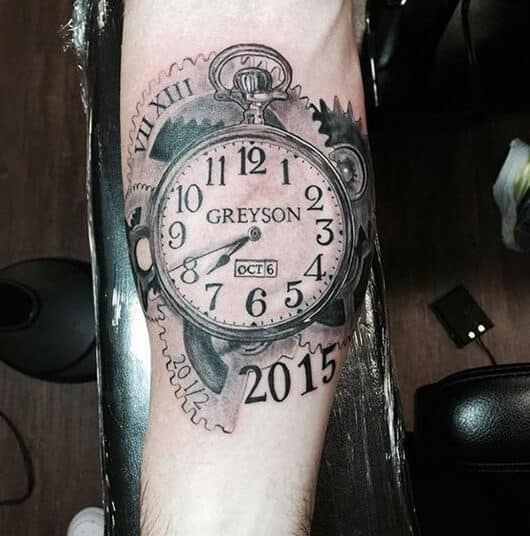 tatouage horloge montre 167
