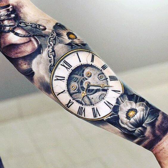 tatouage horloge montre 169
