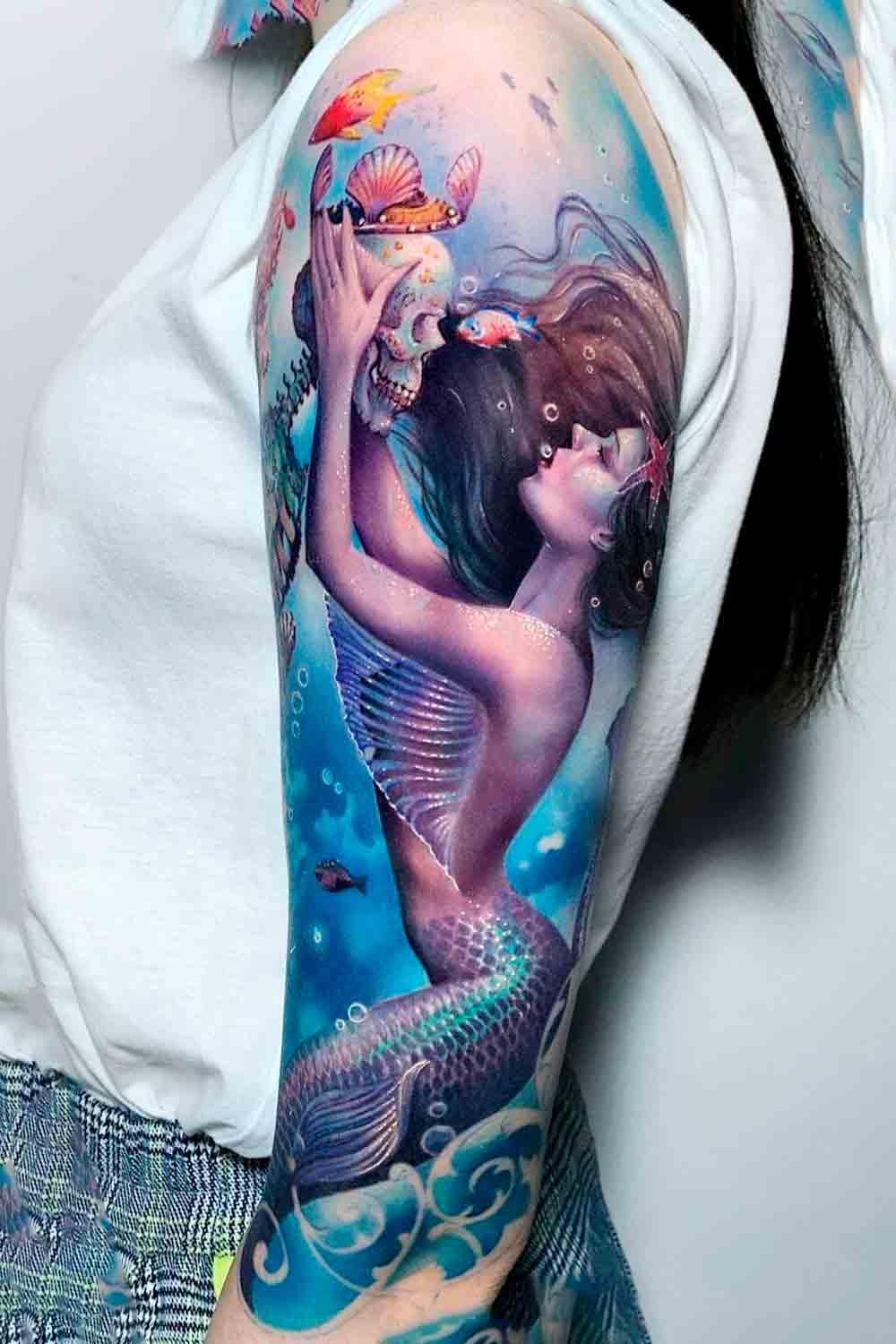 tatouage de sirene sur femme 17