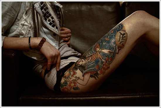 foto tatuaggio gamba coscia 248