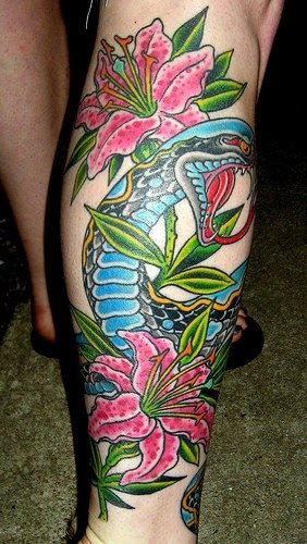 tatuaggio polpaccio gamba 1009