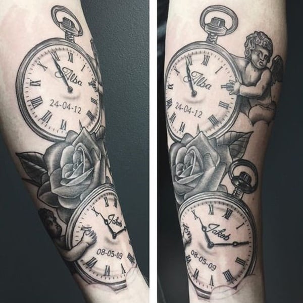 tatuaggio orologio da taschino 303