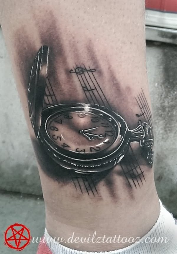 tatuaj ceas de buzunar 445